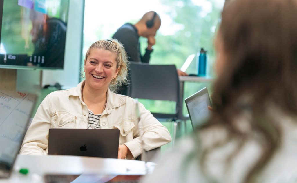 student laughing