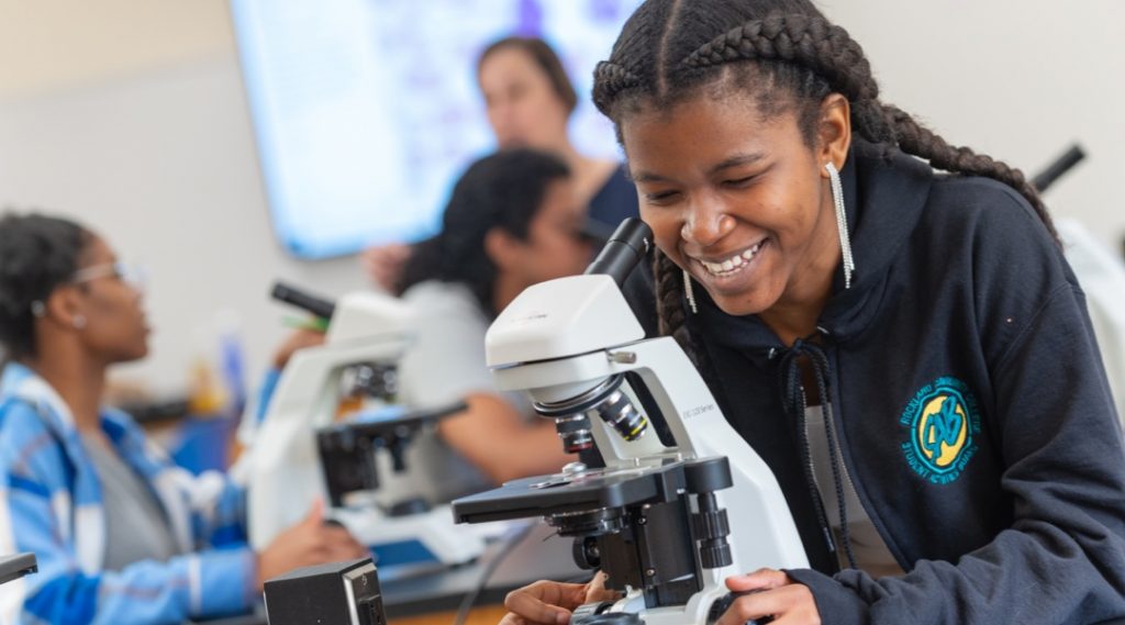 Student in science lab